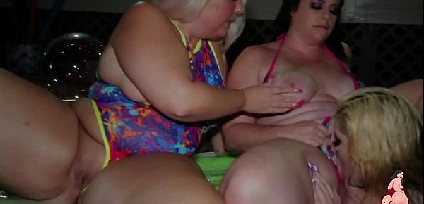  Sexy PAWGS Virgo and Big Booty Friends Eat Pussy Poolside